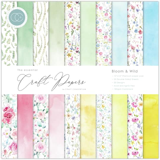 Craft Consortium Bloom &#x26; Wild Double-Sided Paper Pad, 12&#x22; x 12&#x22;